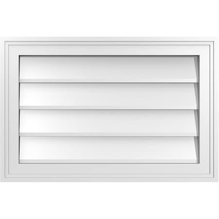 Ekena Millwork Vertical Surface Mount PVC Gable Vnt: Non-Functional, w/2"W x 1-1/2"H, Brickmould Frame, 24"W x 16"H GVPVE24X1602SN